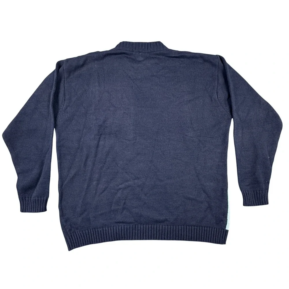 Raw Blue Nu Realms Mens VTG 2XL Acrylic Colorblock Patchwork Sweater Crew‎ Neck